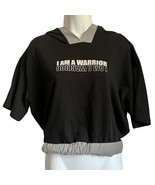 Gabrielle Union New York &amp; Co Black Grey Cropped Hoodie I Am A Warrior s... - $29.07 CAD