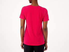 Susan Graver Modern Essentials Liquid Knit T-Shirt Hibiscus, Large - £21.83 GBP