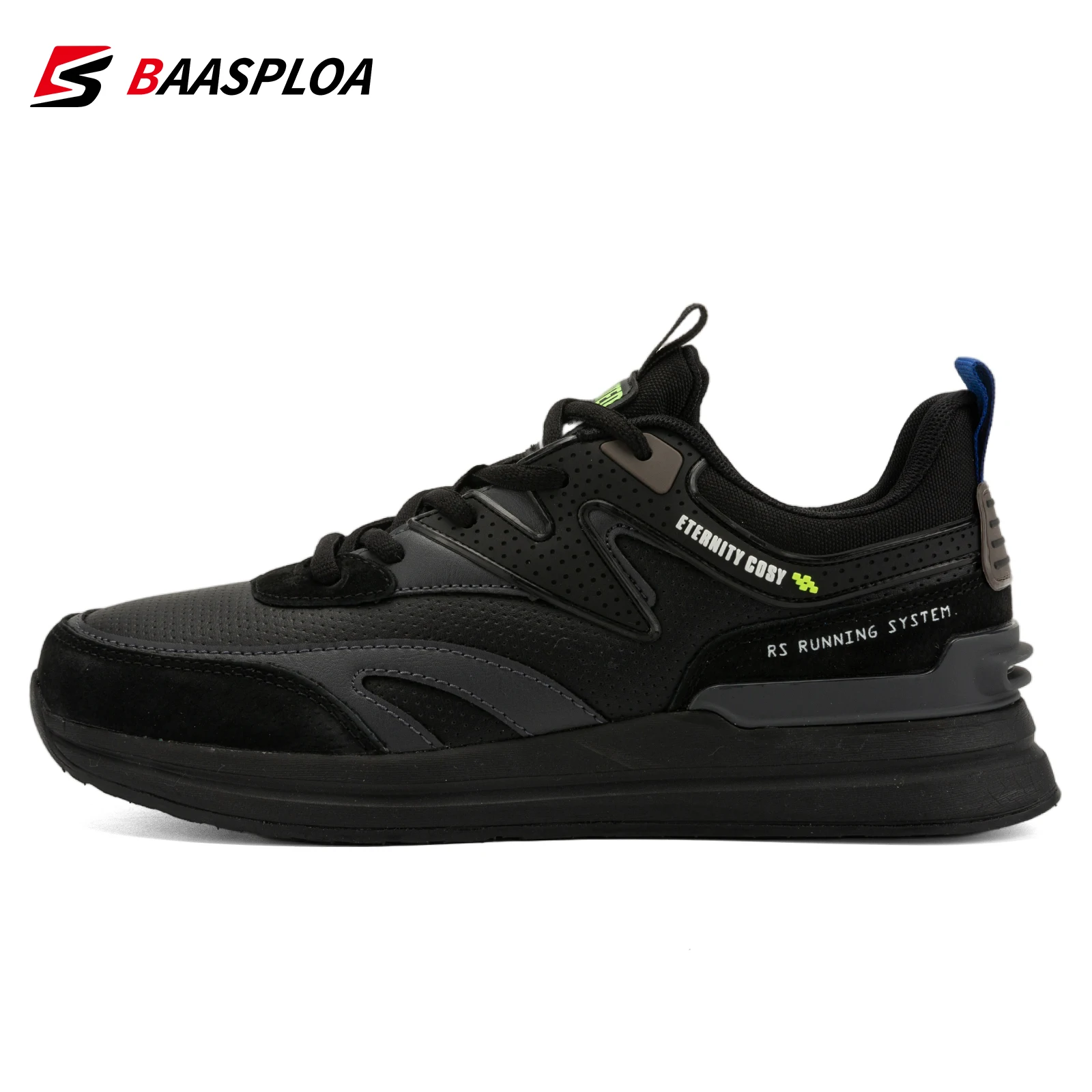 Baasploa New Men Leather Running Shoes Lightweight Non-slip  Fashion Male Casual - £156.16 GBP
