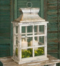 Large rustic Windowpane Lantern in Distressed wood and metal - $118.00