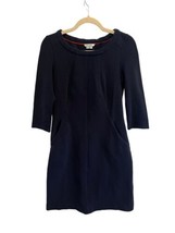 BODEN Womens Jersey Dress Ottoman Navy Blue 3/4 Sleeve Sheath Sz 4L Long - £21.80 GBP