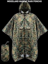 NEW WATERPROOF WOODLAND MARPAT MILITARY RAIN PONCHO WET WEATHER SHELTER ... - $29.40