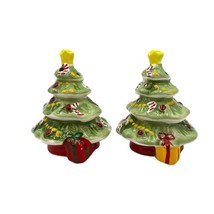 OCI Omnibus Korea Christmas Tree Salt &amp; Pepper Shakers 2.5&quot; Tall Vintage... - £8.14 GBP