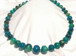 Large Graduated Chrysocolla (Dyed Jasper?) Beads in Original Necklace - £43.96 GBP
