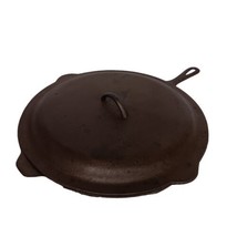 Lodge Cast Iron Skillet with Lid #14 3 Notch Vintage 15&quot; Clean Restored - £313.82 GBP