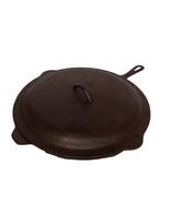 Lodge Cast Iron Skillet with Lid #14 3 Notch Vintage 15&quot; Clean Restored - £313.71 GBP
