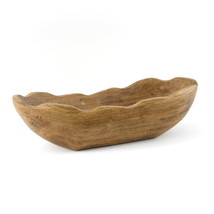 Indoor Carved Mid-Tone Brown Wood Decorative Dough Bowl - $30.91