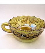 Vintage L.E. Smith Amber Glass Nappy Hobstar Handled Bowl - $11.88