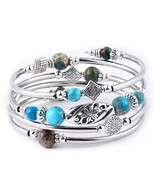 Ethnic Style Flower Natural Stone Handmade Bangle - $16.81 CAD Ethnic Style Flower Natural Stone Handmade Bangle - $16.81 CAD