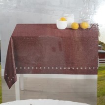 Conor Tablecloth 60x84&quot; Oval Red Polyester Cut Out Stars Christmas 152x2... - $18.66