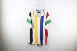Vintage 90s Chaps Ralph Lauren Mens XL Distressed Rainbow Striped Rugby ... - £35.44 GBP