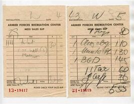 Armed Forces Recreation Center Mess Sales Slips Berchtesgaden Garmisch 1... - $21.78