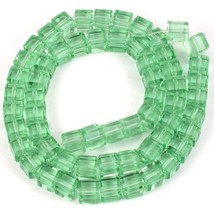 Light Green Cube Faceted Glass Loose Beads 6mm 1 Strand - £13.18 GBP