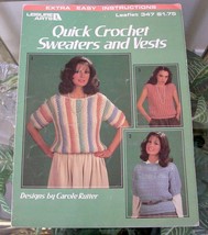 Quick Crochet Sweaters and Vests-Extra Easy Instructions 1980s Patterns - £3.95 GBP