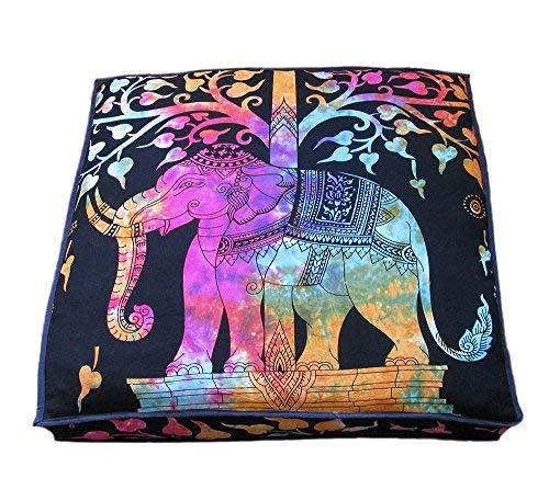 Traditional Jaipur Square Tree of Life Elephant Floor Cushion Decorative Throw P - $19.79