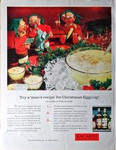 Bacardi Eggnog Christmas Holiday Elfs Holiday Drink-1961 Vintage Print Ad - $9.37