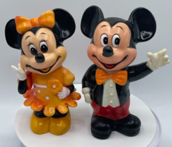 Vintage Walt Disney Mickey Mouse &amp; Minnie Mouse Vinyl Figure Piggy Coin ... - $18.99