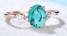Natural Turquoise Ring 925 Sterling Silver Ring Signet Silver Ring TurquoiseGift - £68.74 GBP