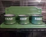 Vintage Dutch Zand Zeep Soda Enamel Laundry Rack With 3 Pots Green Ename... - $182.74