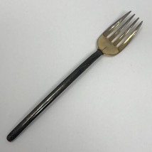 MIKASA Japan Stainless Gold Accent Silverware 7&quot; 4 Prong Fork Round Handle - £6.15 GBP