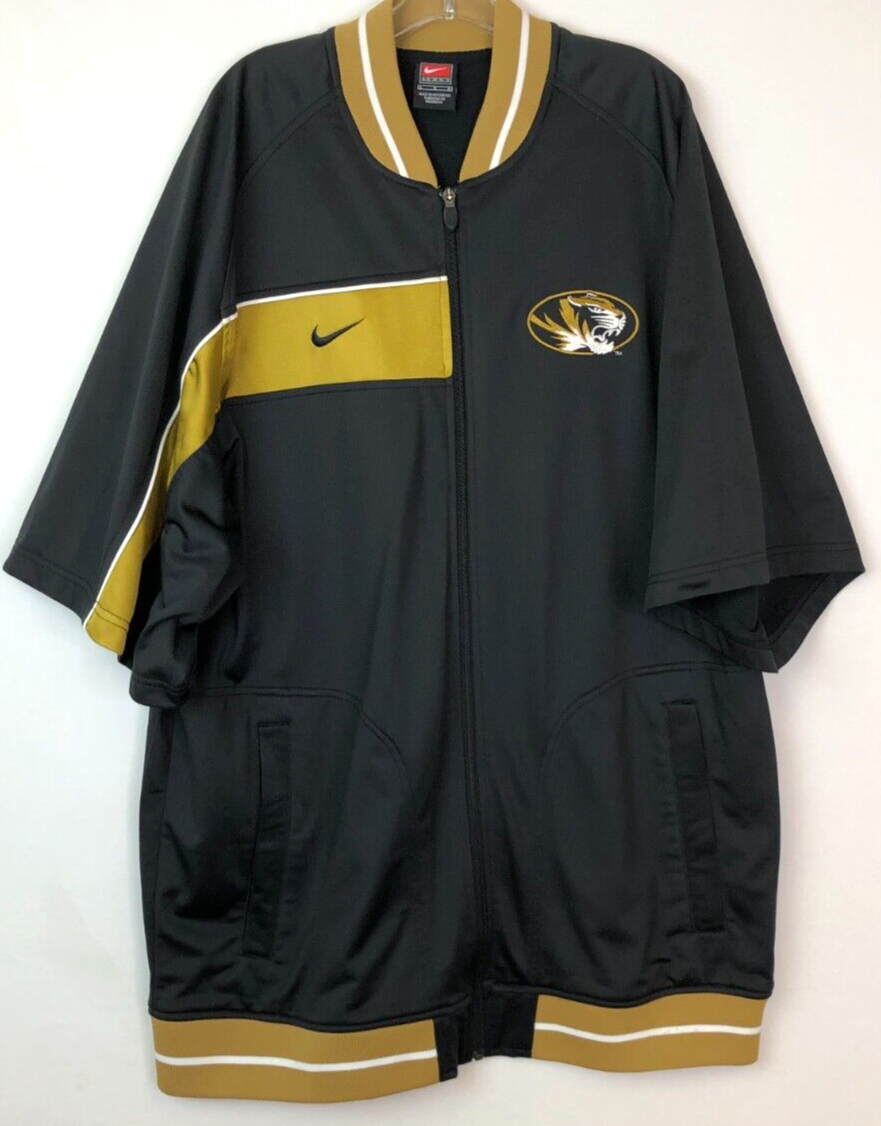 Missouri Tigers Big 12 Vintage 90s SEC Nike NCAA Black Sewn Zip Track Jacket L - $81.28