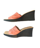 Salmon Leather Mules Wedge Platform Open-toe 7.5 / 8 EU 38 No slip inser... - $31.52 CAD