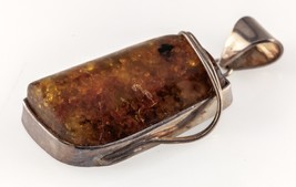 Gorgeous Sterling Silver Baltic Amber Pendant Great Texture - $130.68