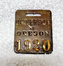 1920 University of Oregon Brass Metal Locker Tag 1 5/8 x 1 3/8 inch - $24.26