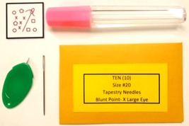 Ten (10) Size # 20 Tapestry Needles with Storage Case and Needle Threader - £2.77 GBP