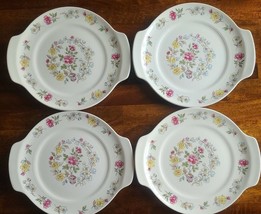 Four (4) Salem China Co. ~ 7.5&quot; Plates ~ CHANTUNG ~ USA ~ Floral Design (2) - £20.92 GBP