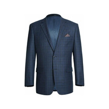 Men's Soft Wool Sport Coat English Plaid Window Pane 556-4 Navy Blue Renoir image 3