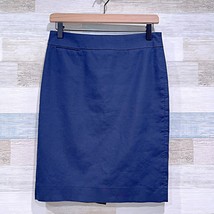 J Crew Cotton Pencil Skirt Navy Blue Twill Lined Career Work Office Wome... - $24.74