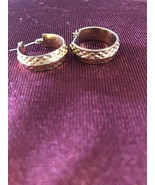 Vintage Monet Earrings Gold Tone Wide Hoops - £18.39 GBP