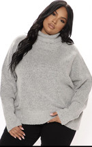 Fashion Nova Just Roll With it Babe Turtleneck Sweater Heather Gray Hi-low Large - £10.30 GBP
