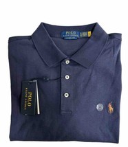 Polo Ralph Lauren Custom Slim Fit Polo Shirt Navy New 100% Aut Xl - £31.56 GBP
