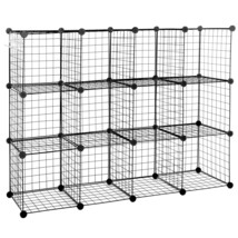 Durable 12-Cube Storage Shelf Wire Cube Storage Organizer Diy Closet Cabinet - £56.92 GBP