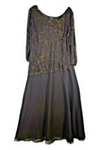 J Kara Dress 22W 2X Gown Dress Formal Beaded Brown Gold Wedding Guest Mother - £74.47 GBP