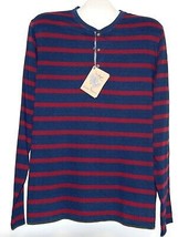 Tailor Vintage Men&#39;s Navy Red Stripes Half Button Cotton Sweater Size L   NEW - £21.78 GBP