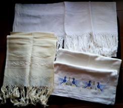 Sardinia Vintage Linen Lot Towel Fringed Bath Hand Set Cushion Cover  Italy - £139.07 GBP