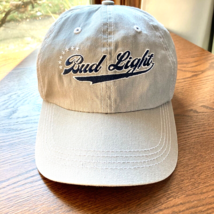 Bud Light Hat Cap Back Strap Adult One Size Light Gray Logo Trucker Mens OS VTG - £10.83 GBP