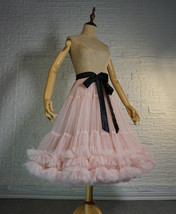 Blush Pink A-line Fluffy Midi Tulle Skirt Custom Plus Size Ballerina Skirt image 3