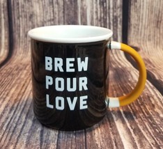Starbucks Brew Pour Love Mug Ceramic Black Matte Orange 12oz Coffee Tea Cup 2018 - £13.94 GBP