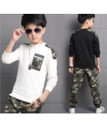2pcs Teenager Kids Boy Sport Camouflage Outfits Tops+Pants Cotton Casual... - $342.52 MXN