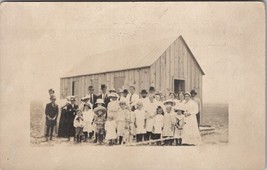 RPPC Gathering of Community with New One Room Schoolhouse Mid West? Postcard W13 - £15.76 GBP