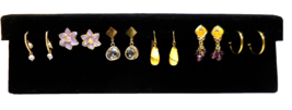 6 pr. Mixed Gold Tone Earrings Lot Monet Beads Rhinestone CZ - $14.25