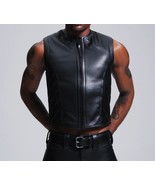 Men&#39;s Genuine Leather Waistcoat Motorbike Motorcycle Club Style Biker Ve... - $1,349.98 MXN