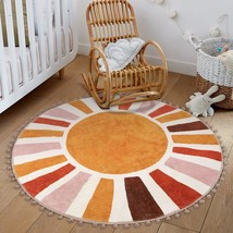 Livebox Retro Sun Round Rug 4 Ft. Colorful Bohemian Rug For Bedroom, Living - £40.87 GBP