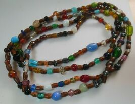 Vintage Trade Beads Multi-color Glass/Wood 57" Long - $189.34
