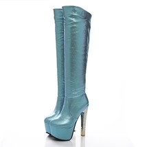Platform Women‘s High Knee Boots Autumn Winter Luxury Sequined Knee High Boots W - £78.37 GBP