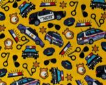 Fleece Police Cars Sirens Badges Flashing Lights Fleece Fabric Print BTY... - $7.97